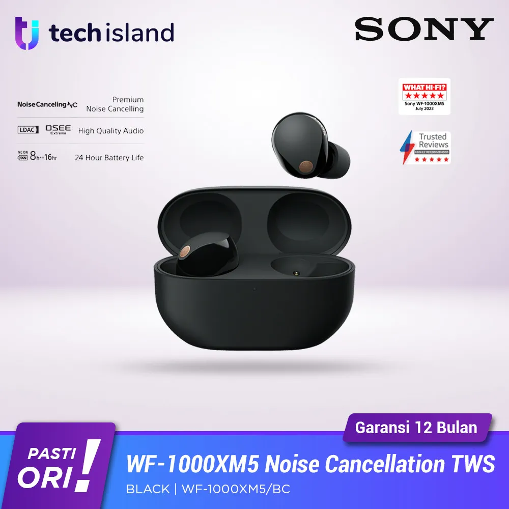 Sony WF-1000XM5 Noise Cancelling True Wireless Earbuds with Hi-Res Audio, Bluetooth 5.3, LDAC, 8 Hours Battery
