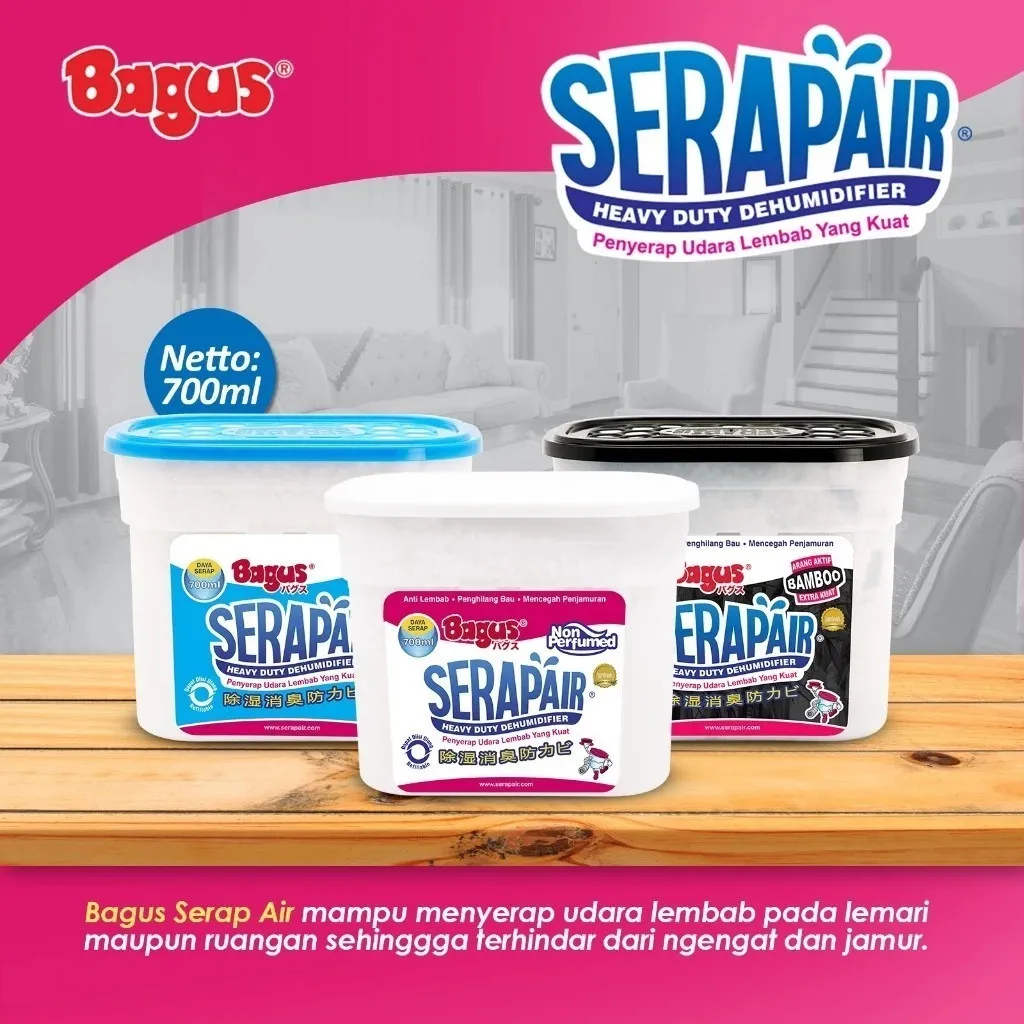 BAGUS Serap Air | Penyerap Lembab Dehumidifier 700ml 450ml Refill Anti Ngengat Cegah Jamur Bau Apek Untuk Lemari Kamar Rumah Dapur Praktis Tahan Lama