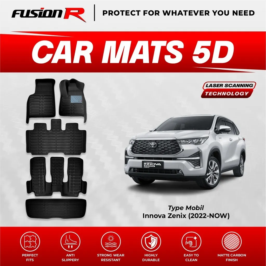 Fusion R Karpet Mobil 5D INNOVA ZENIX Hybrid Premium Car Carpet Carbon Custom Fit Fullset