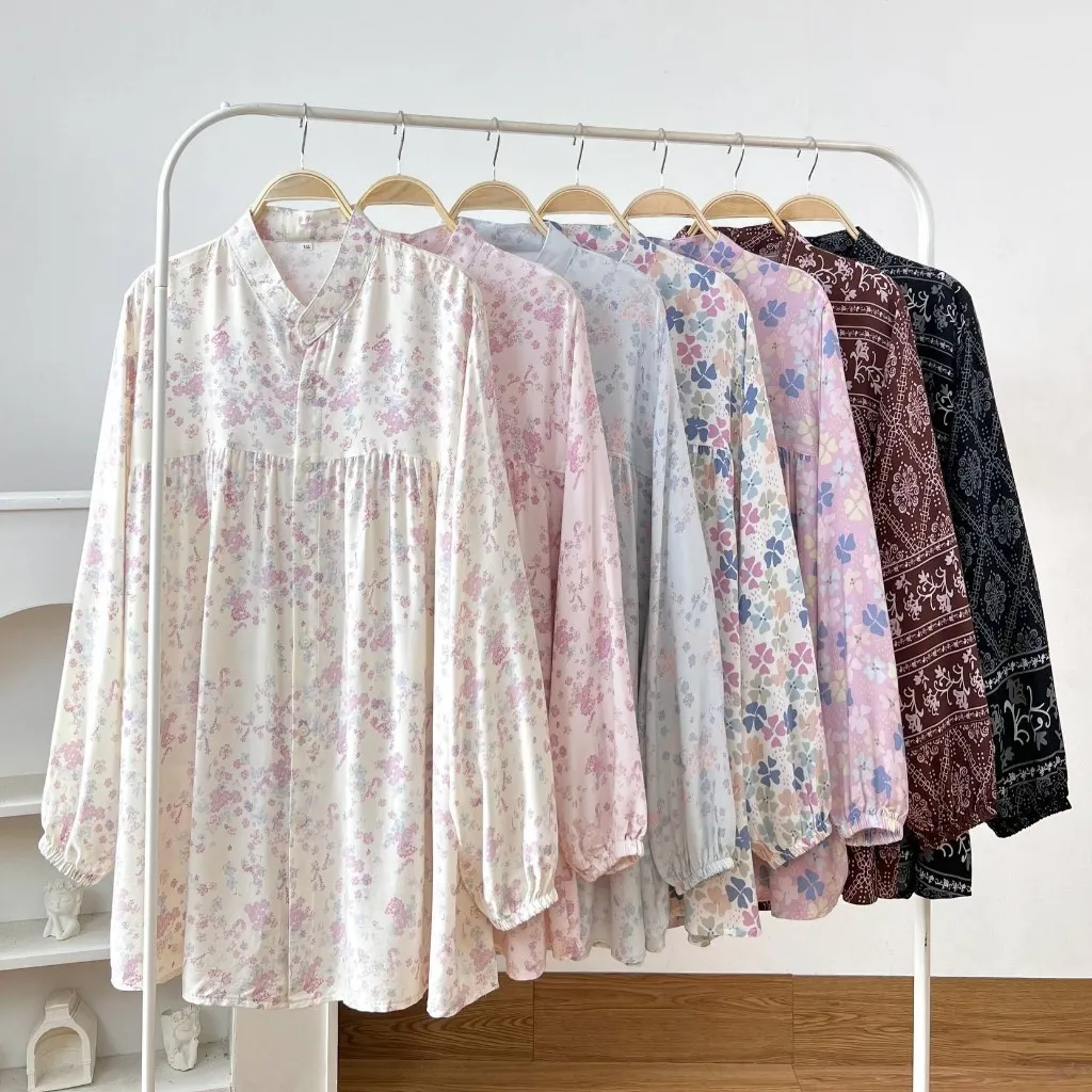 AKAVI - JEMA BLOUSE RAYON ETNIK RUGS SUPER JUMBO KEMEJA BIGSIZE ATASAN OVERSIZE LD 120 130 140 150 301gr