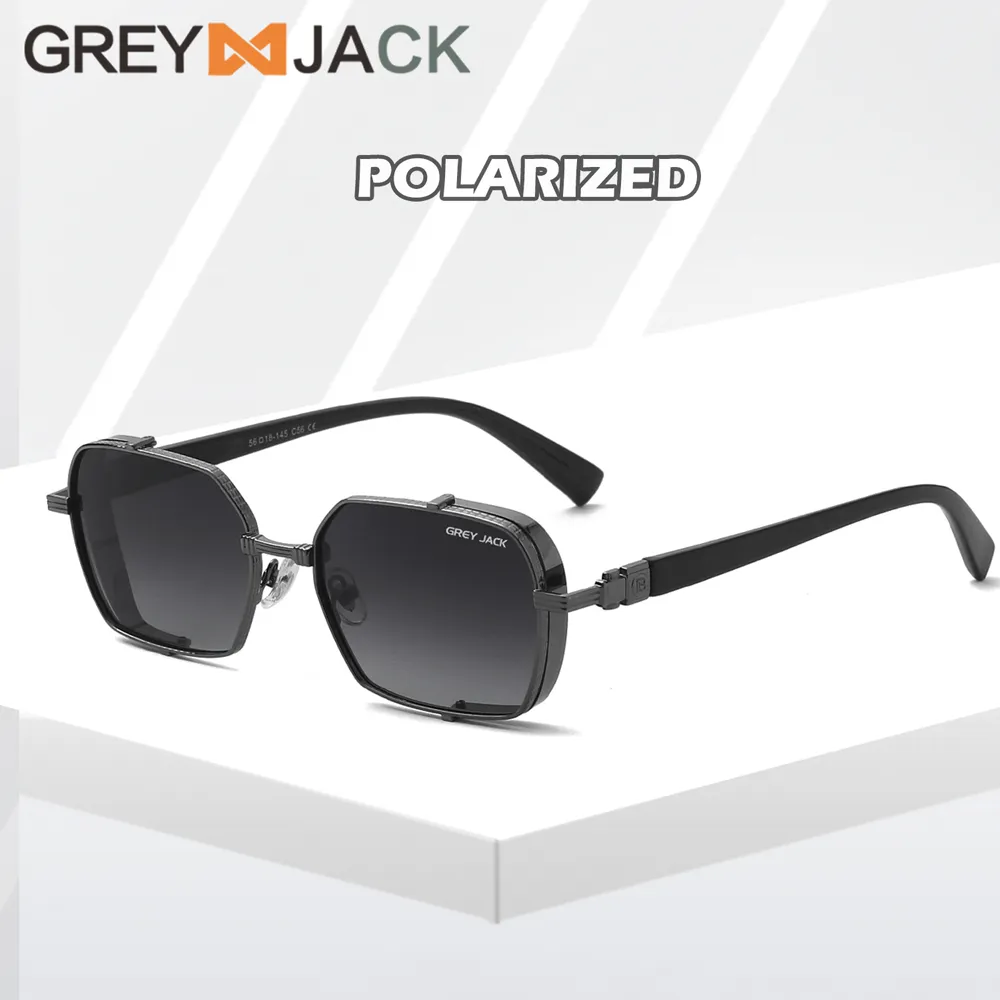 Grey Jack Kacamata Hitam Sunglasses Polarized Model Kotak Keren Unik Fashion Pria Wanita Bahan Metal+TR 31892