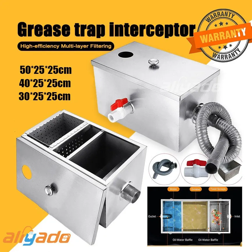 Grease Trap Stainless Steel 4 Lapisan 50x25x25cm Penyaring Lemak Dapur Penyaring Lemak Dapur saringan lemak 35x20x20cm bagus
