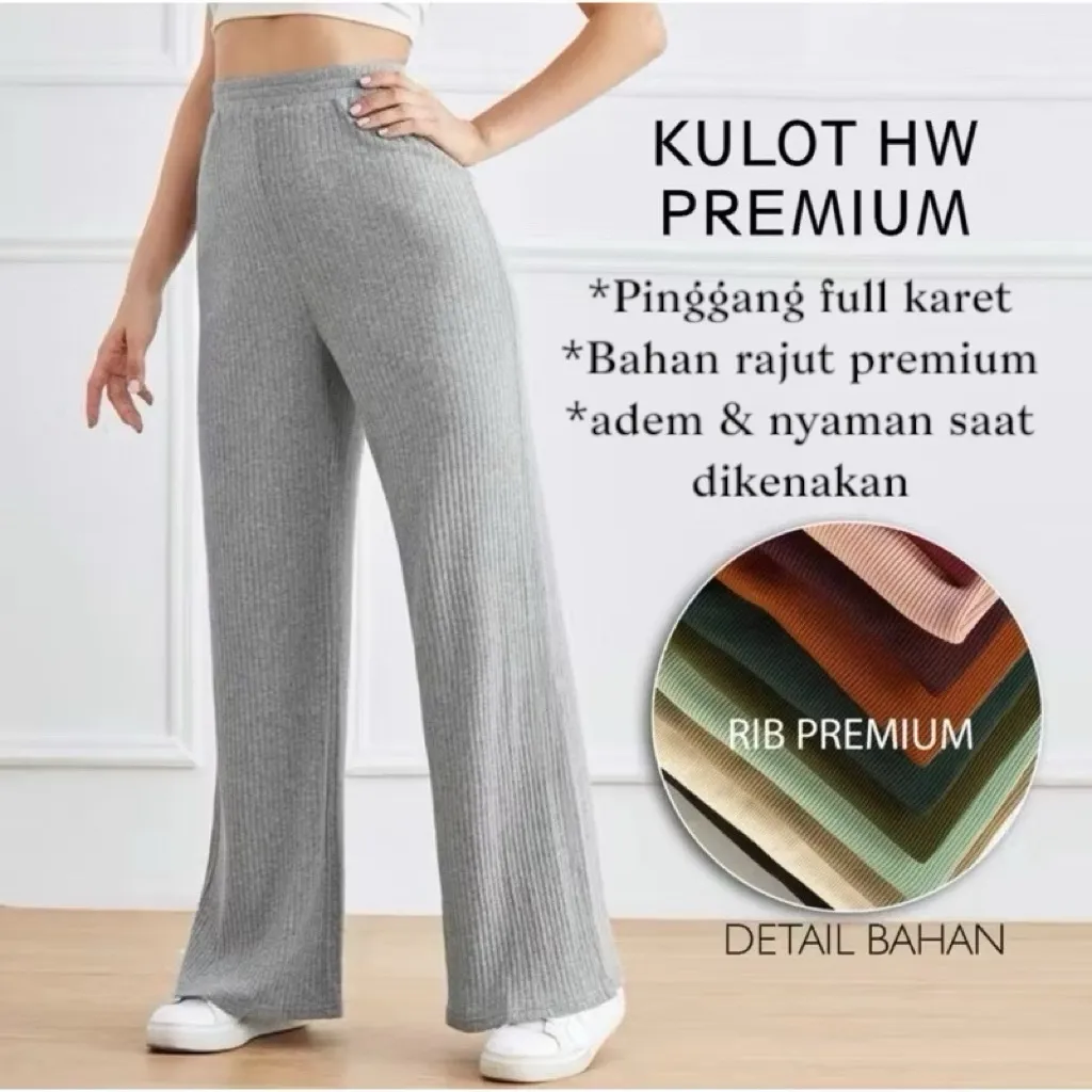 CELANA KULOT PREMIUM RIB KNIT / CELANA PANJANG WANITA MURAH  / CELANA KULOT KNIT POLOS WANITA / CELANA KULOT TERBARU /CELANA KULOT WANITA MURAH HIGHWAIST