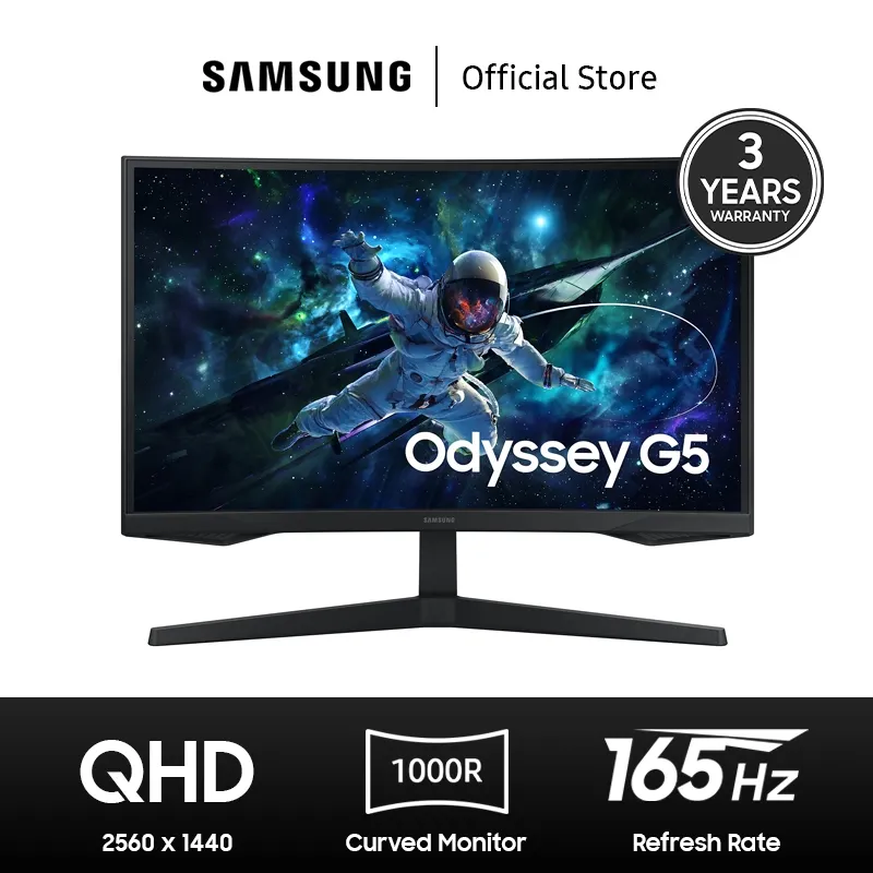 Samsung Gaming Monitor 32" Odyssey G5 G55C QHD 165Hz Curved - LS32CG552EEXXD