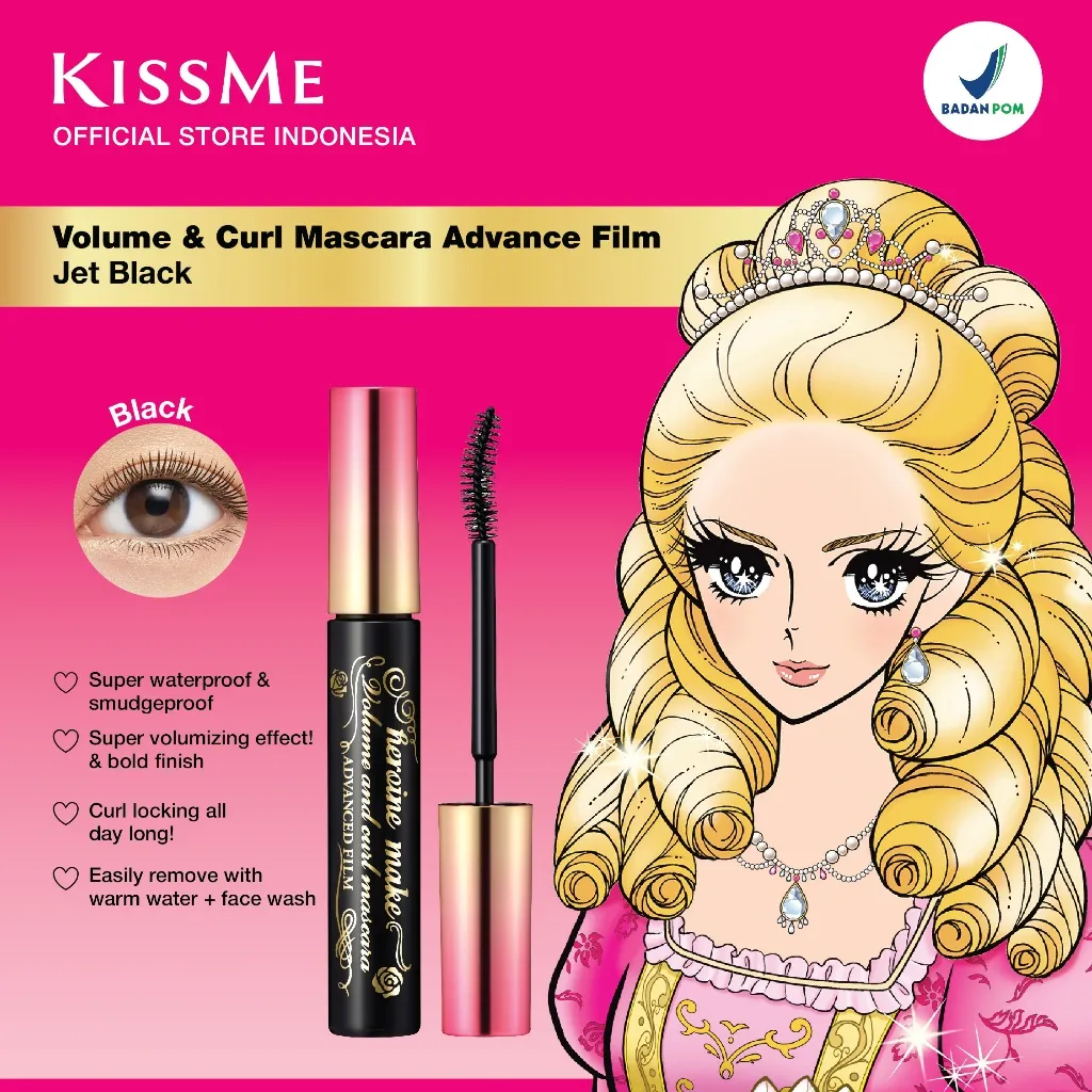 KISS ME HM Volume & Curl Mascara Advanced Film Jet Black Super Waterproof 24 Jam / Mascara Made In Japan / Maskara / Maskara Tahan Air Original