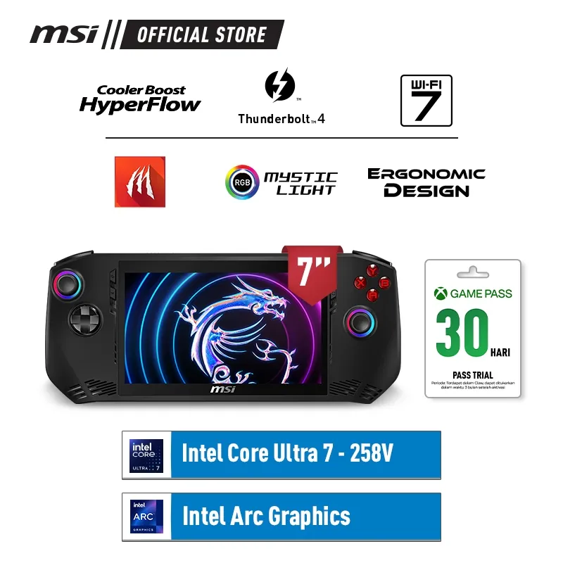 MSI CLAW 7 AI+ TOUCH ULTRA 7-258V 32GB 512GB W11 7.0FHD 120HZ