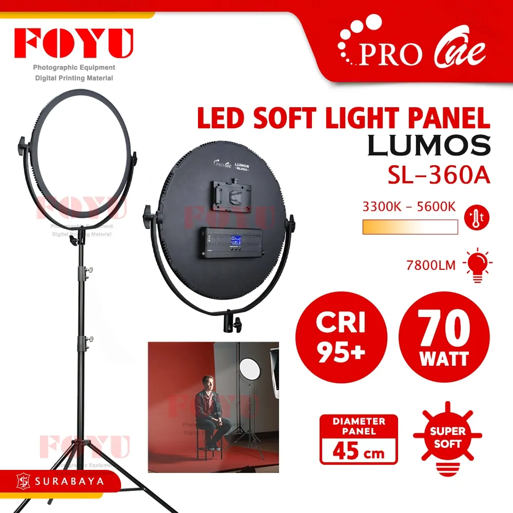Pro One Professional LED Bi-Color Soft Light Panel Lumos Lampu 70 Watt Bulat Video Studio Foto MAkeup MUA SL-360A