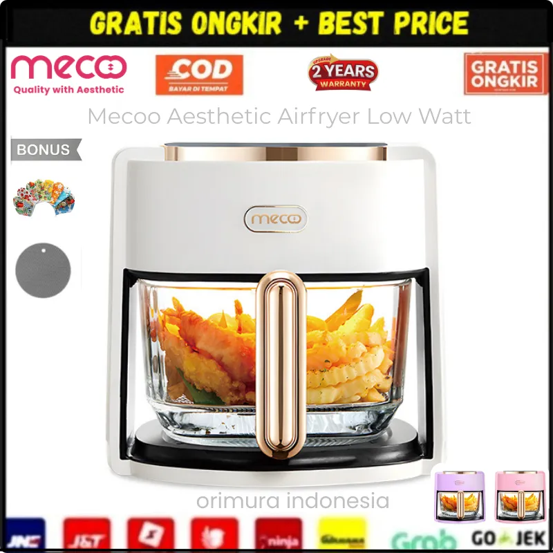 Air Fryer Digital Mecoo 5 L Low Watt - Mecoo Air Fryer Transparan Estetik