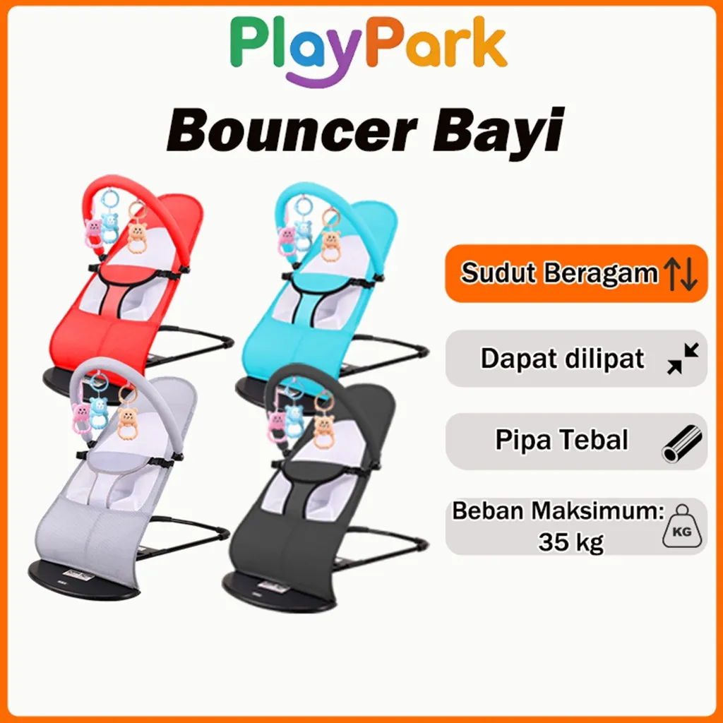 PlayPark Bouncer Bayi Kursi Ayunan Bayi Lipat Bouncer Bayi Nyaman 0-3 Tahun Untuk Bayi Baby New Born Dengan rak mainan