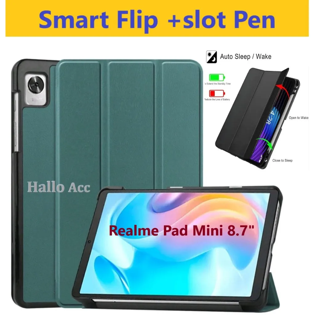 Case REALME PAD MINI 8.7 / Casing REALME PAD MINI | Flip Smartcase Cover TPU Leather
