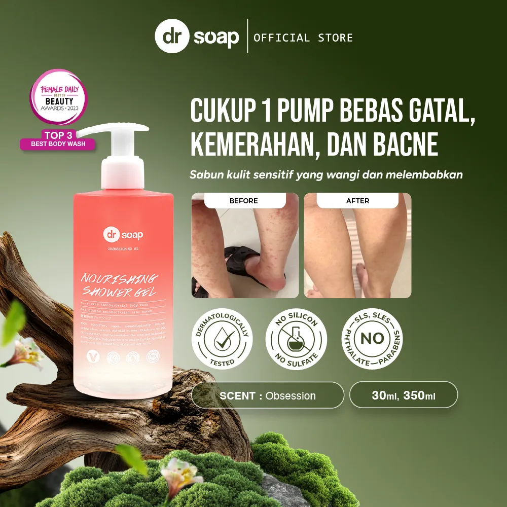 dr soap Nourishing Shower Gel Obsession | Sabun Mandi Badan Jerawat Punggung & Kulit Eksim - Tanpa Sulfate