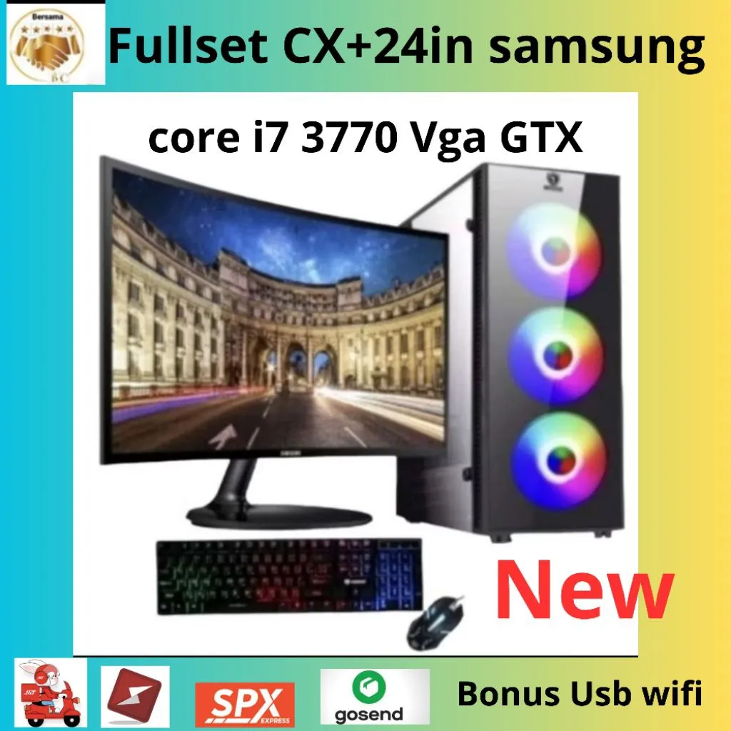 Ful set Pc  kantoran (admin)editing core i7 3770 VGA Gtx 750 Ti  ram 16 gb ssd 240 gb monitor 24 Curved samsung