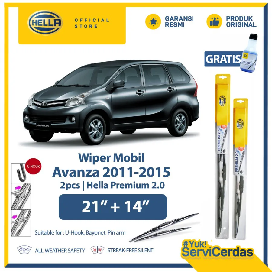 Hella Wiper Mobil TOYOTA Avanza (2011-2015) 21”+14”(2pcs) - Wiper Premium Aksesoris Tipe Mobil Avanza