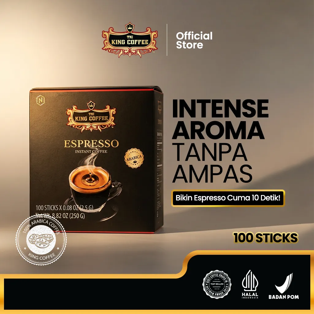 Kopi Instan Import Vietnam Tanpa Ampas Espresso Trung Nguyen King Coffee Isi 100 Stik - Sugar Free