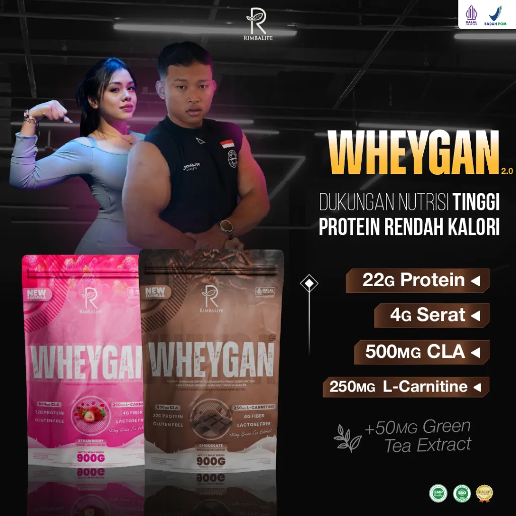 Rimbalife Wheygan Protein with CLA + L-Carnitine 900gram / 2 Lbs High Plant Based Protein Powder