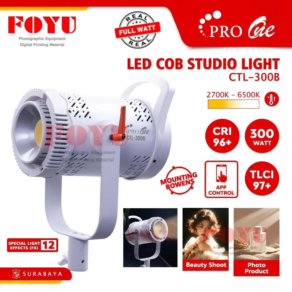 Pro One CTL-300B LED COB Lampu Foto Video Live Studio Light Lighting Continuous 300 W Watt Podcast Film Siaran Self Selfie