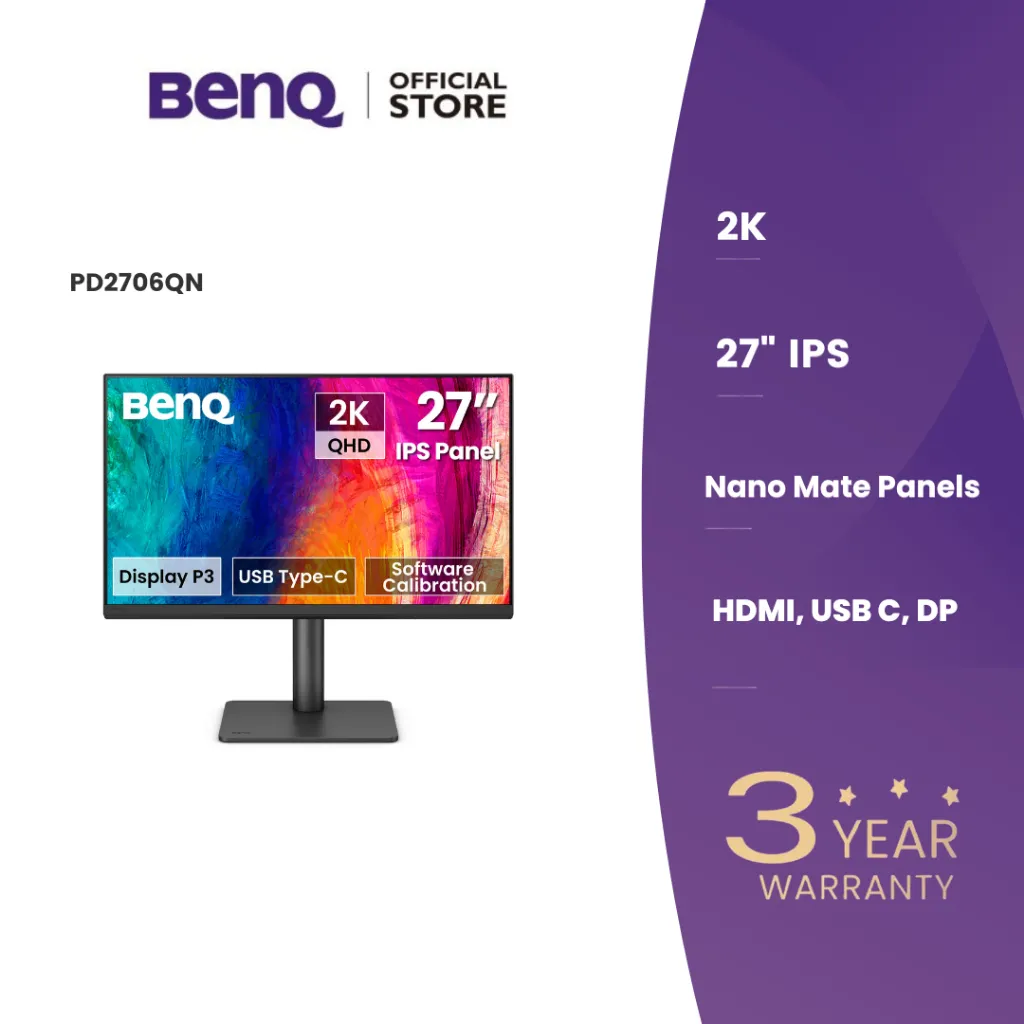 BenQ PD2706QN 27” IPS 2K QHD Display P3 90W USB-C Designer Monitor