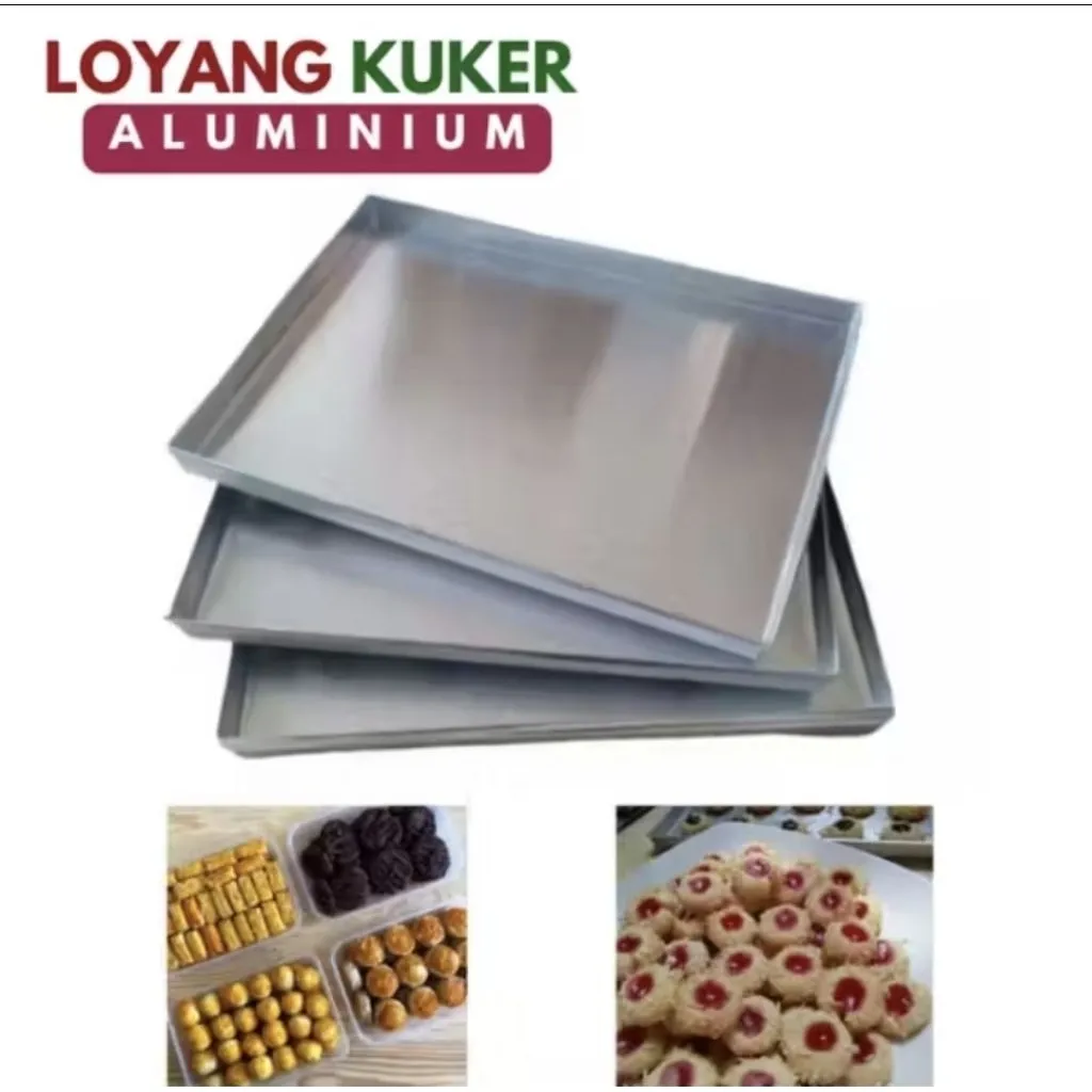 5 Pcs Loyang Oven Alumunium Ukuran 27x19x2 Cm / Loyang Kuker Kue Kering Bahan Alumunium Anti Karat Anti Lengket