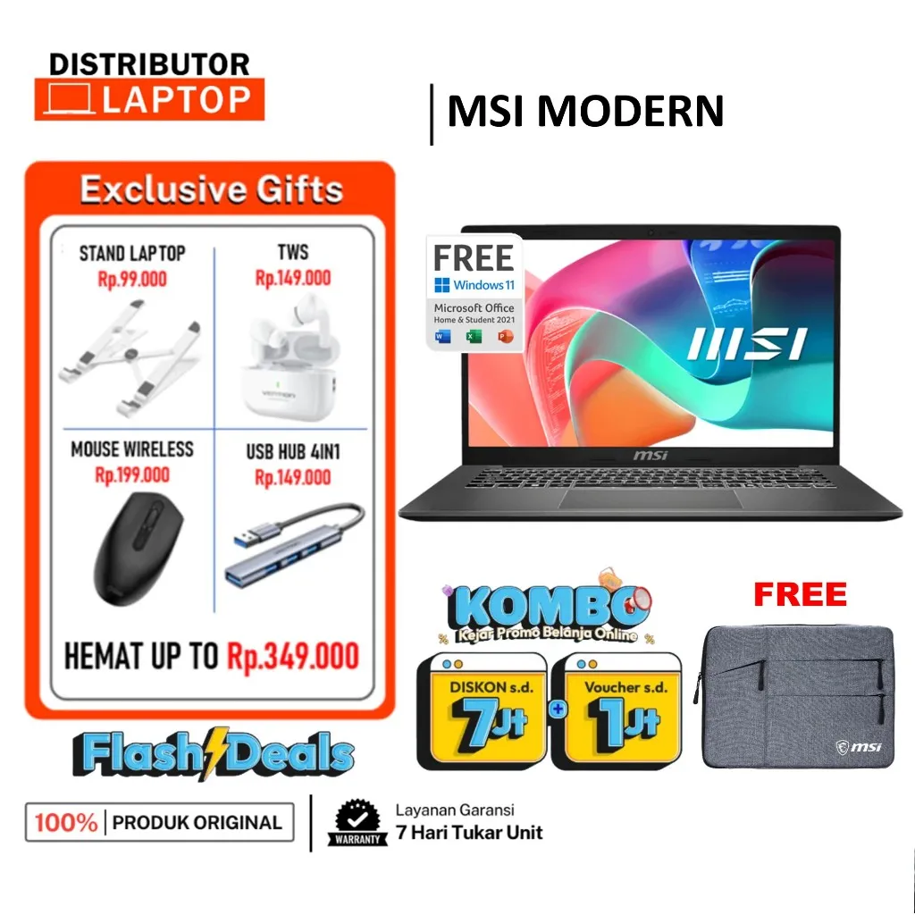 MSI Modern 13 14 F13MG INTEL CORE i5 1334U 8GB 512GB WIN 11 FHD - LAPTOP ULTRABOOK