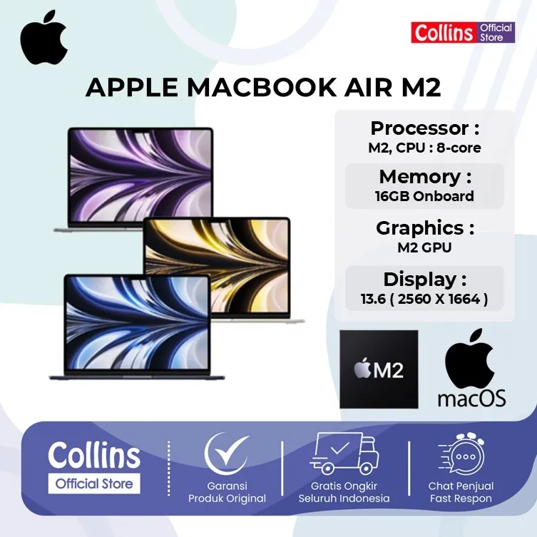 iBox Apple Macbook Air 13 M2 8C CPU (16GB/256GB) 8C GPU MacOs X 13.6 inch Midnight/Starlight
