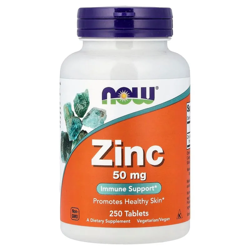 Now Zinc 50mg Enzyme Functions Immune Support 100| 250 Tablets