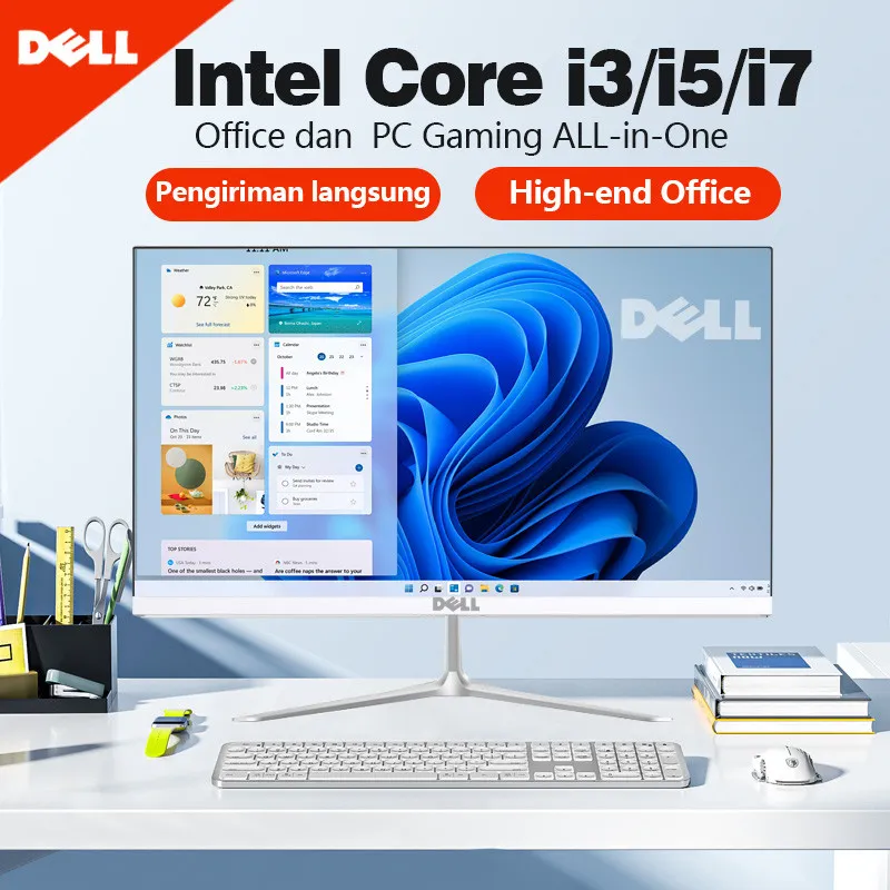 komputer pc all in one DELL gaming full set PC intel core i3 i5 i7 all in one pc Baru Desktop 19/22/24/27 inch kasir/Ofiice