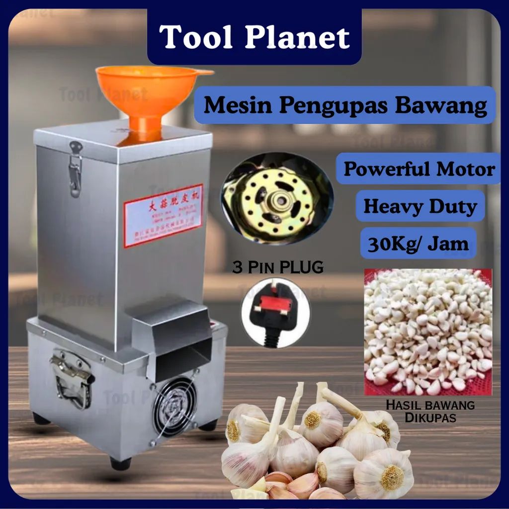Tool Planet (Garansi 1 Tahun) Mesin Pengupas Bawang Putih Komersial Mesin Pengolah Makanan Bal Mesin Pengupas Cepat Stainless Steel
