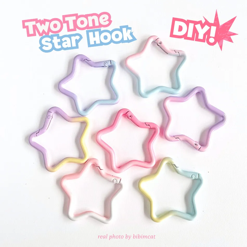 Bibimcat Two Tone Carabiner Hook Bintang Gradasi Dua Warna Kait Hook DIY Keychain Star Clasp Premium