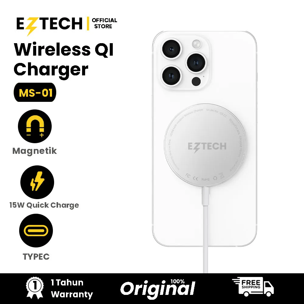 EZTECH Magnetic Wireless Charger 15W Fast Charging Pengisian Daya Cepat