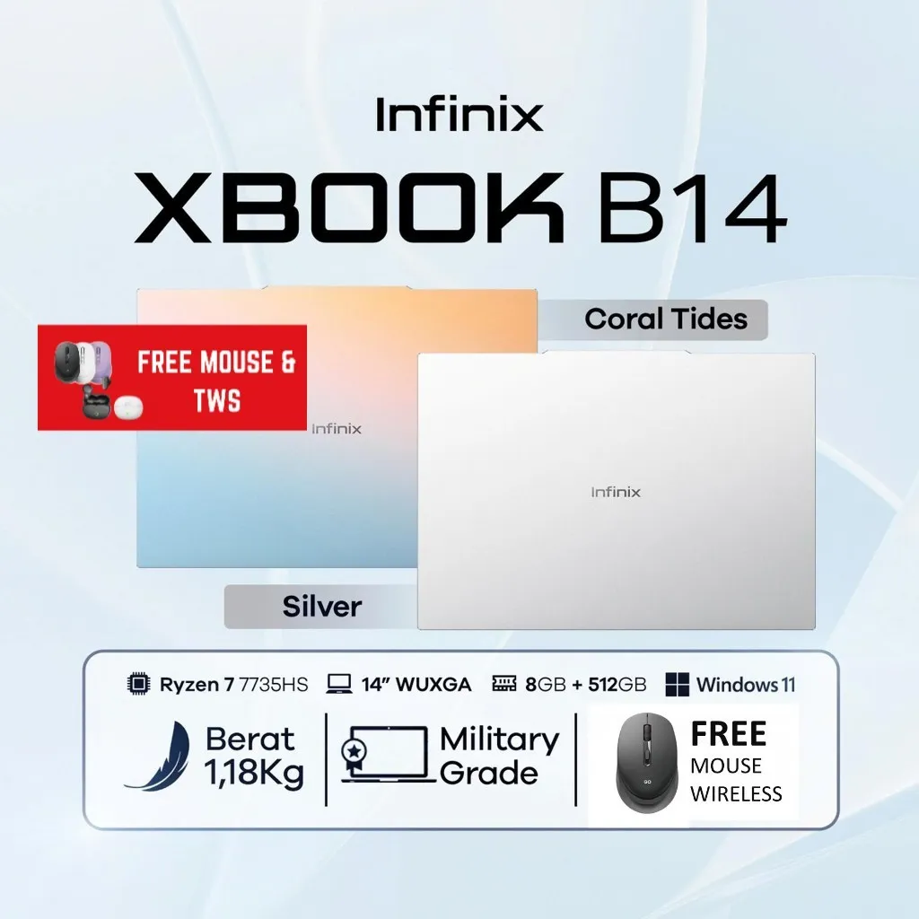 INFINIX XBOOK B14 AMD RYZEN 7 7735HS 8GB 512GB W11 14.0WUXGA IPS SLV