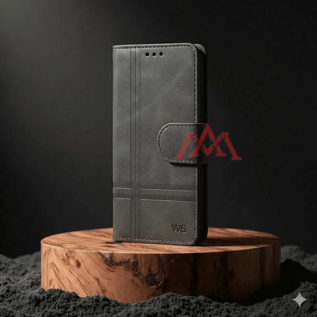 [ Realme 14 (5G) / Realme 14T (5G) ] Flip Case Cover Leather Burbbery | Case Leather Book Magnetic Cover | Dompet Buku | Casing Buka Tutup