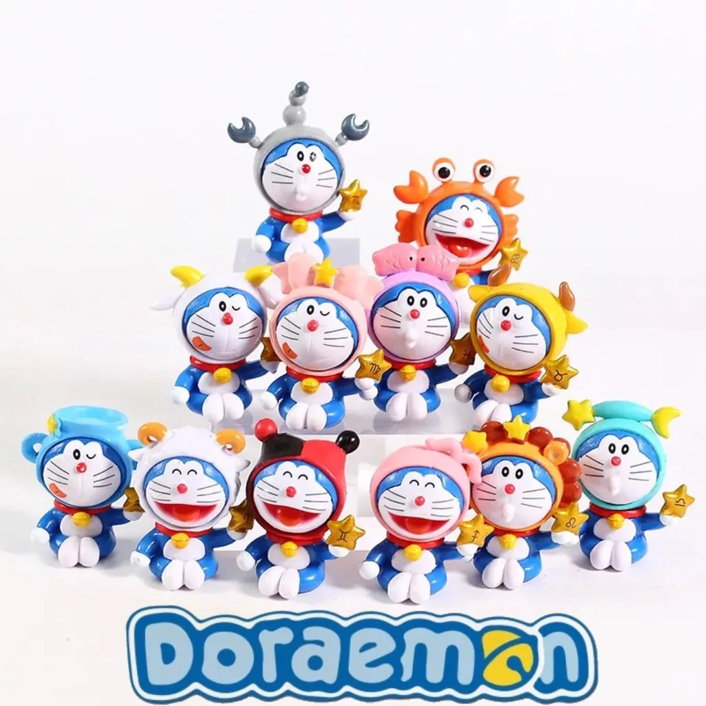 ACTION FIGURE DORAEMON ZODIAC SERIES SET 12 PCS PAJANGAN MINIATUR TOPPER CAKE MAINAN