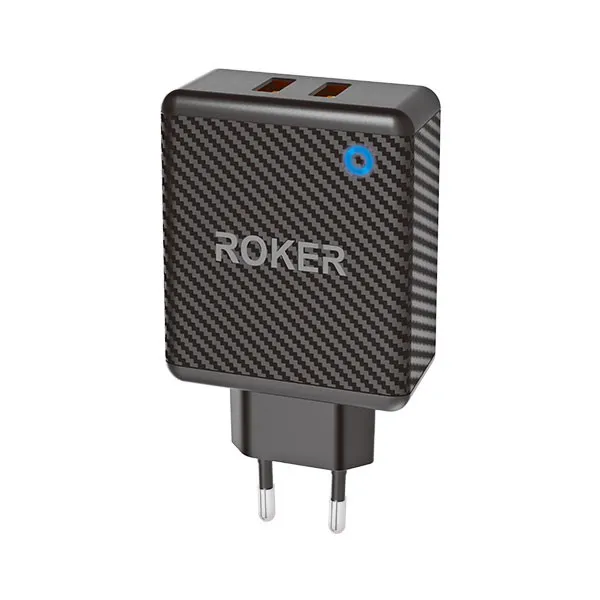 ROKER Charger  THOR 2 USB, DUAL QC , FAST CHARGING 36WATT pengecasan cepat penuh 2 hp sekaligus
