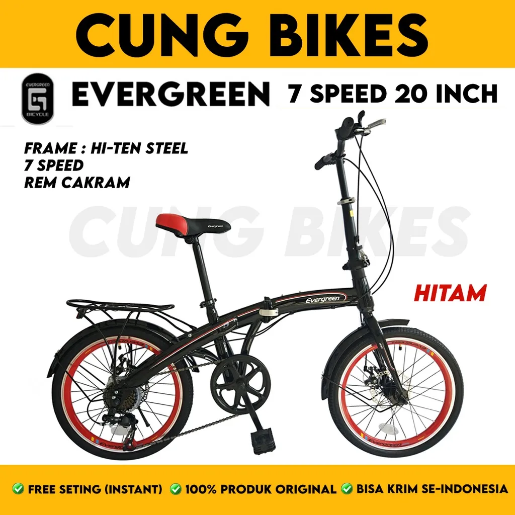 SEPEDA LIPAT 20 Inch EVERGREEN 7 SPEED AXXIL CLASICC MORISON LIPAT
