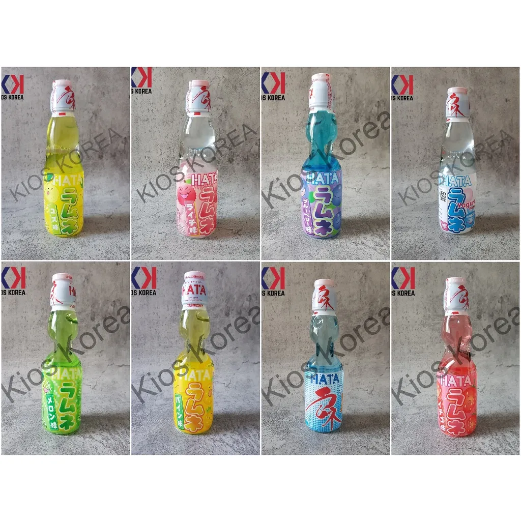 Hata Ramune Soft Drink Plain / Strawberry / Melon / Pineapple / Blueberry 200ml Minuman Soda Jepang