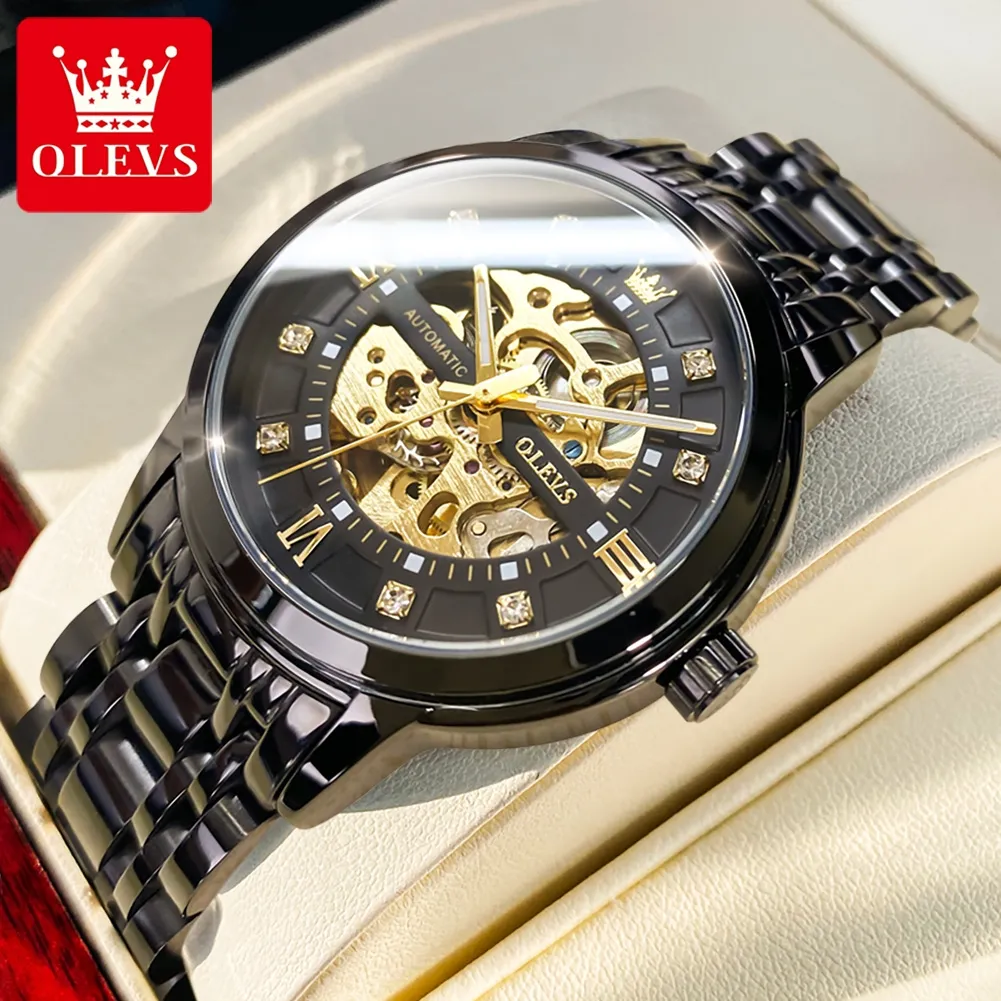 OLEVS Jam Tangan Automatic Pria Anti Air Original Tahan Keren Terbaru Luxury Stainless Watch Men Cod