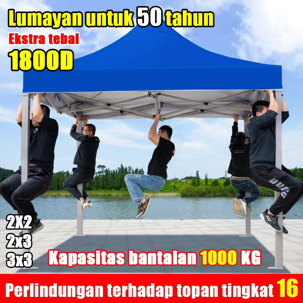 Perlindungan terhadap topan tingkat 16 Tenda Lipat 1800D Terpal Tenda Atap 2x2/2x3/3x3 Tenda Lipat Atap tenda jualan kain tenda Terpal Anti Panas