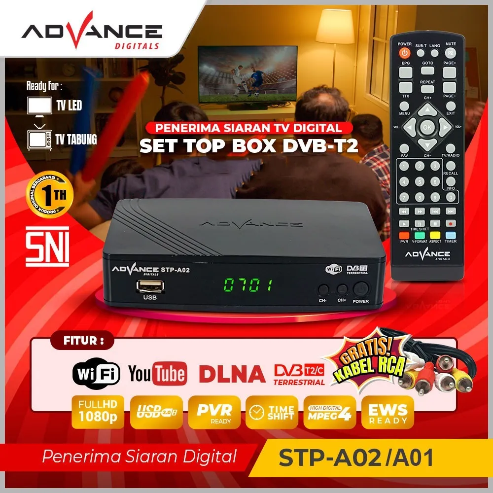 [ READY STOK  ] Advance STB Set Top Box TV Digital Receiver Penerima Siaran Full HD/ STB Wifi Bisa Youtube DVB-T2 STP A01 (Bisa dapet semua channel)