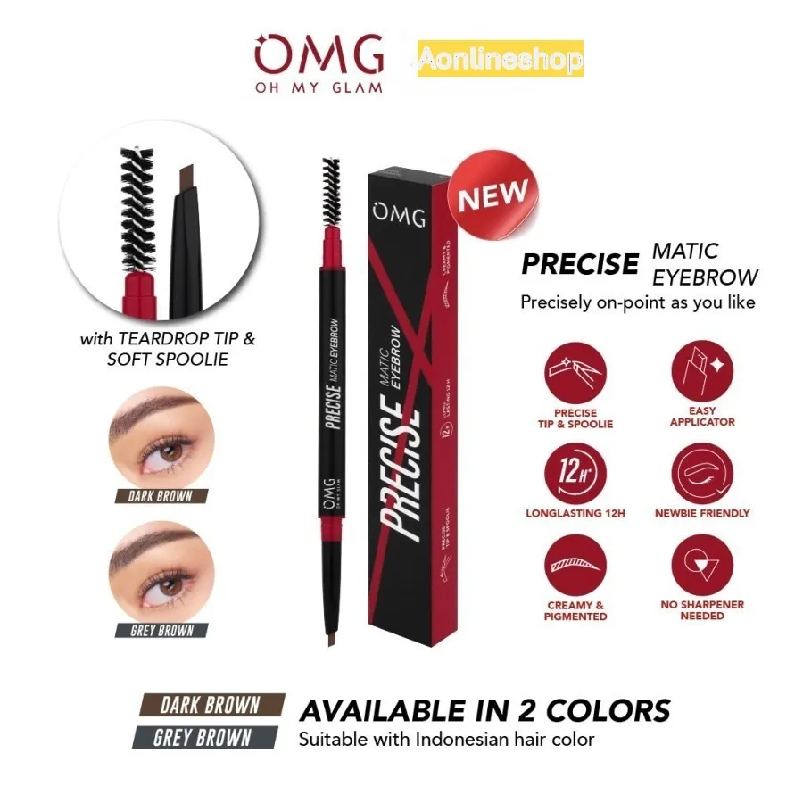 AS OMG OH MY GLAM EYEBROW Precise Matic, Precisely On-Point Eye Brow Pensil Alis Tahan Lama dan Presisi | Waterproof