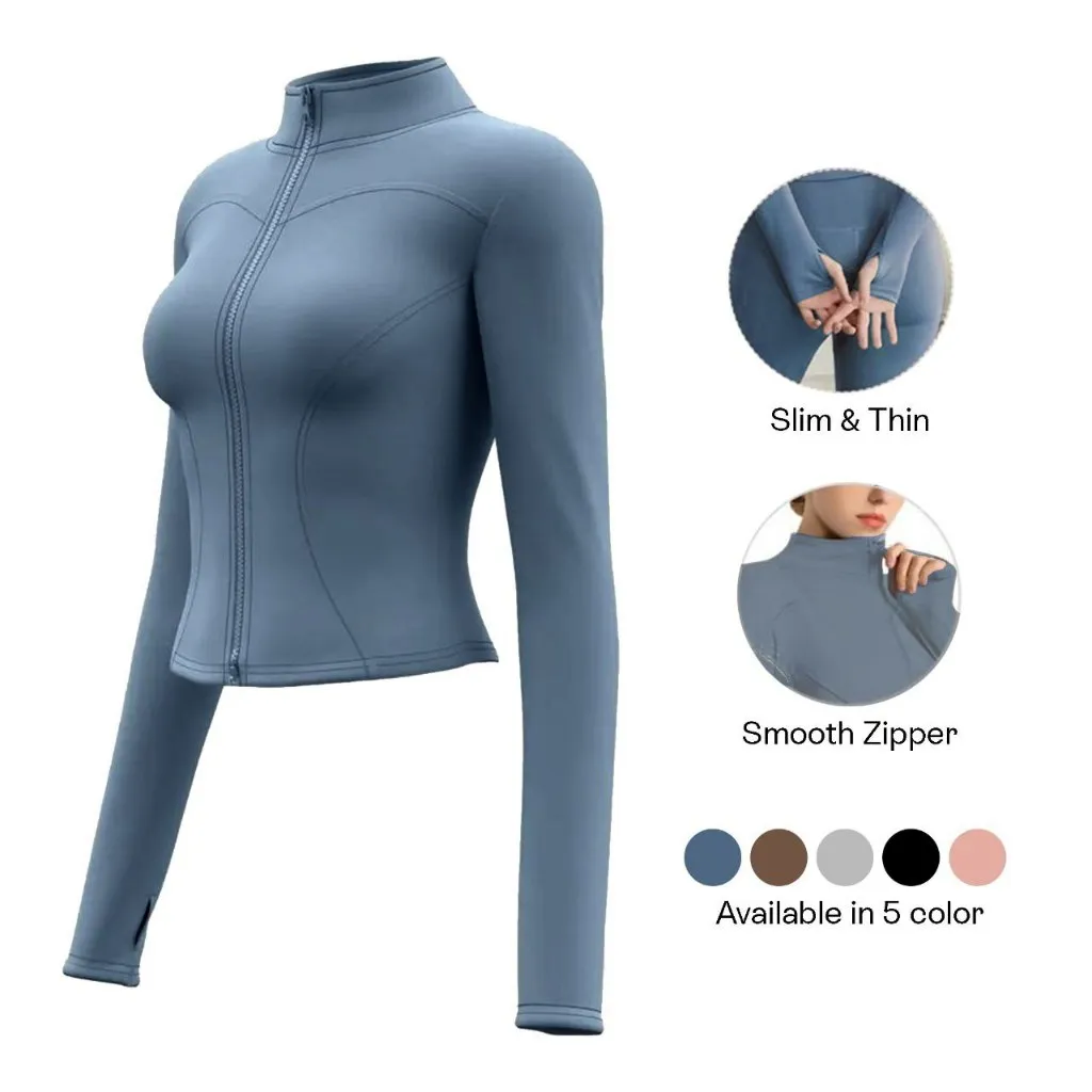 REBILION - Baju Olahraga Wanita Lari Gym Lengan Panjang Jaket Anti UV SPF 50+