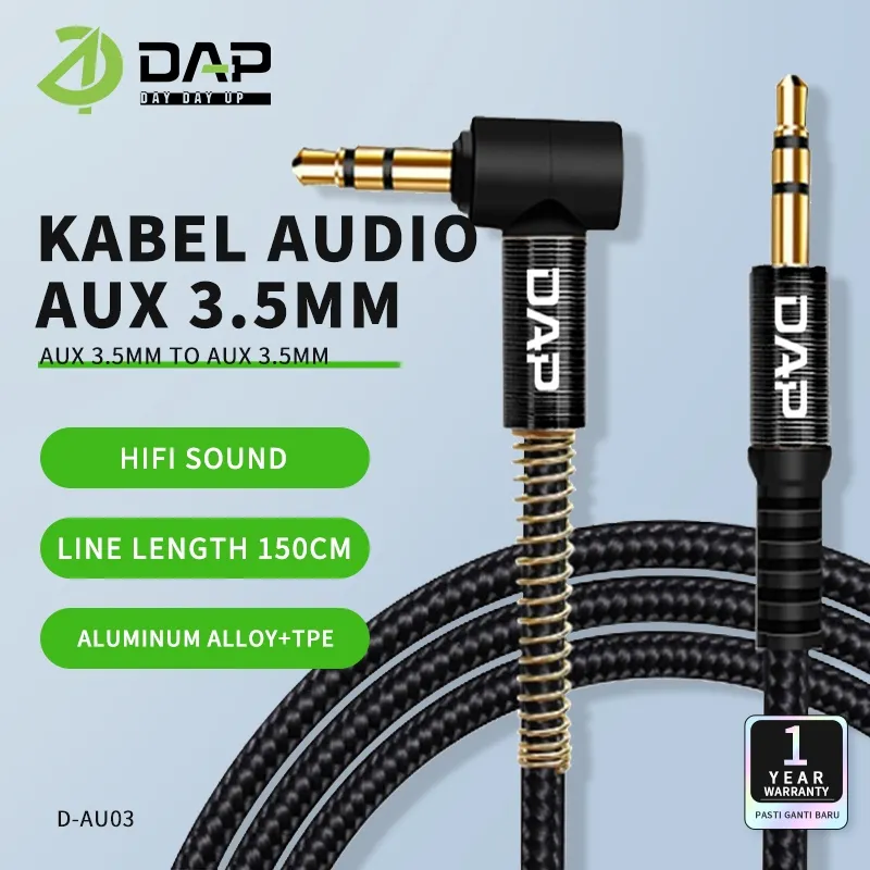 DAP D-AU03 Audio Aux Jack 3.5mm to Jack 3.5mm Type L Gaming Lenght 150cm - Garansi 1 Tahun