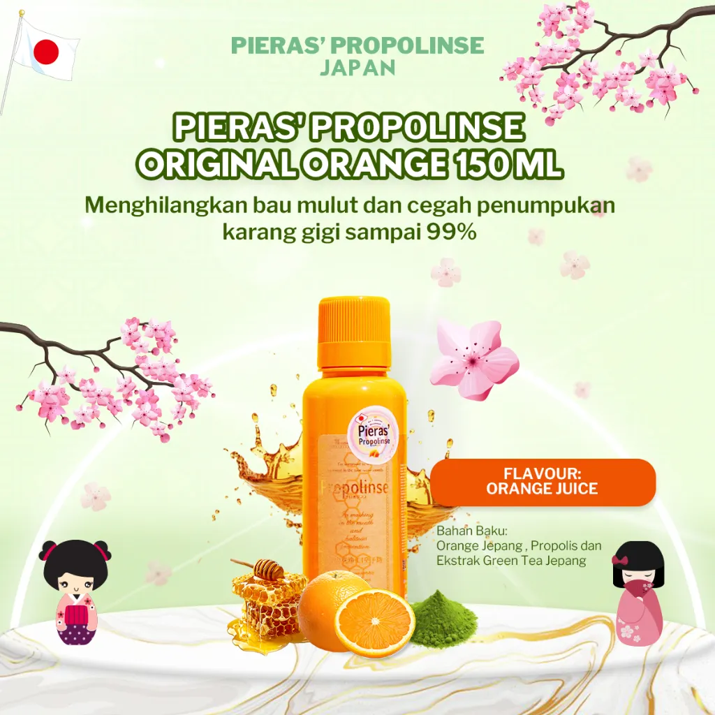 Pieras Propolinse Original Orange Travel Size Mouthwash 150mL Obat Kumur Jeruk Limited