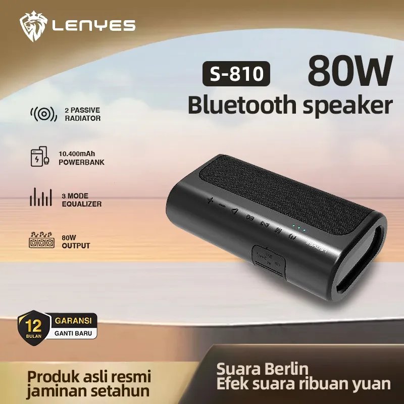 LENYES S809/S810 80W BOMBASS Speaker Wireless Bluetooth 5.0 DSP hifi stereo portable powerfull bass TWS