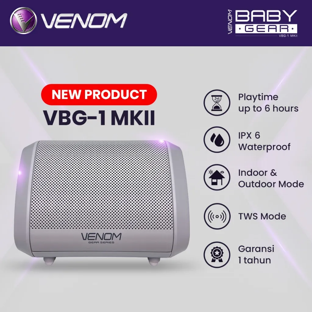 Venom Baby Gear VBG-1 MKII Speaker Bluetooth Portable Dengan Mode Stereo