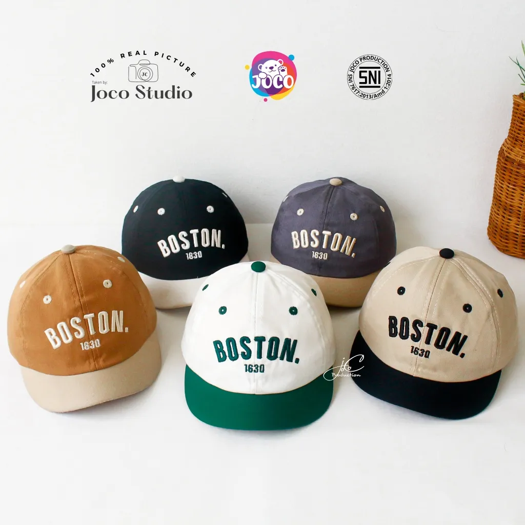 Jocoproduction - Topi Anak Baseball 1-3 Tahun Sinpen Kualitas Ekspor Premium Bordir Boston 1630