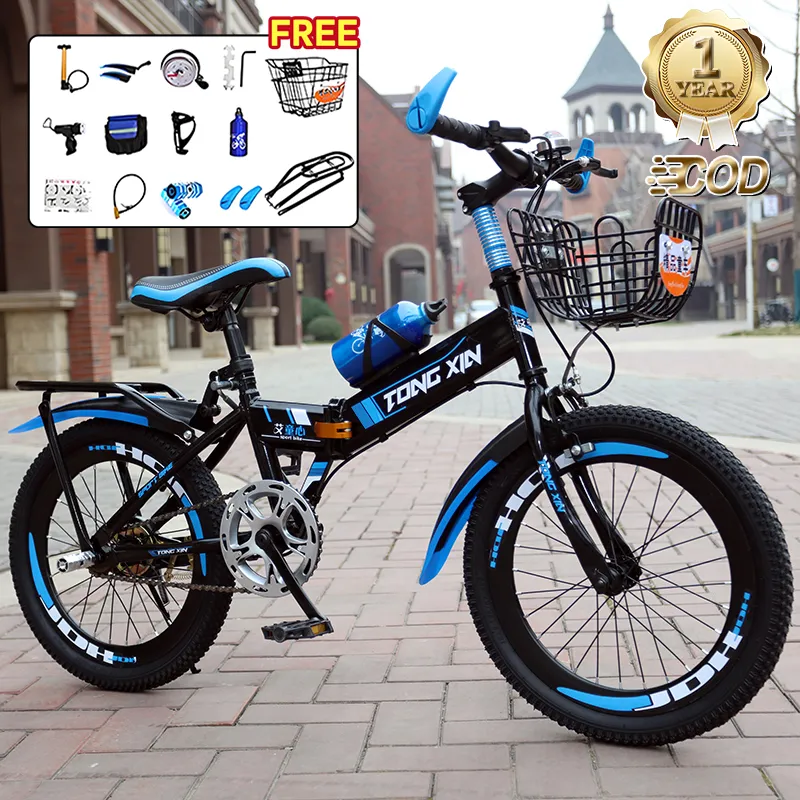 EBUY sepeda lipat 18/20 inci Sepeda gunung anak / Sepeda rem cakram ganda off-road 6 kecepatan