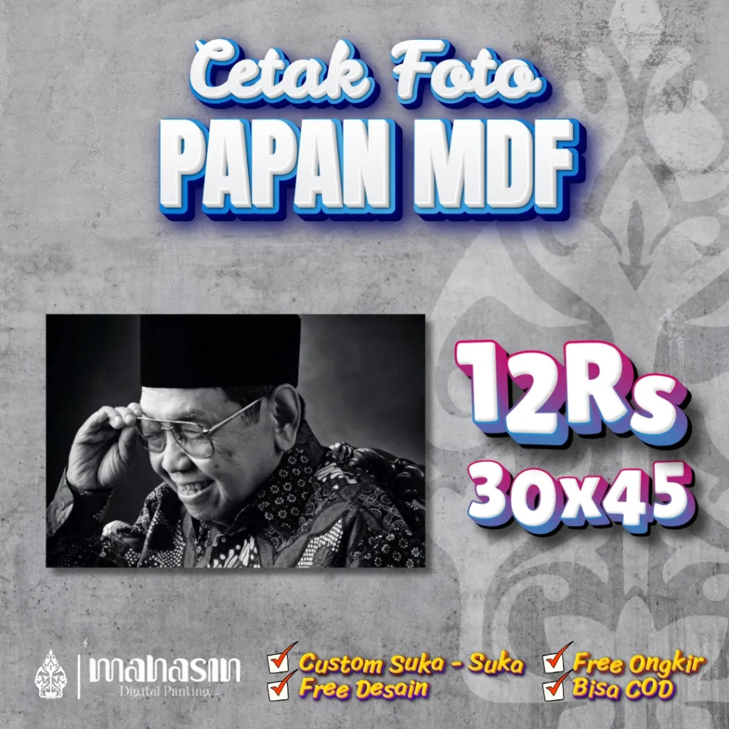 CETAK FOTO MEDIA PAPAN MDF PREMIUM FULL HD 12RS 30x45 FREE EDITING BUY 5 GET 1