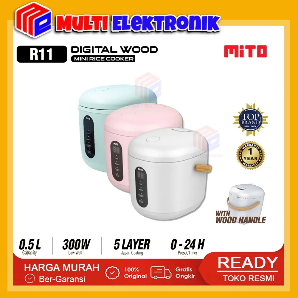 Mito Rice Cooker Digital R11 Kapasitas 0.5 Liter - Original Garansi Resmi