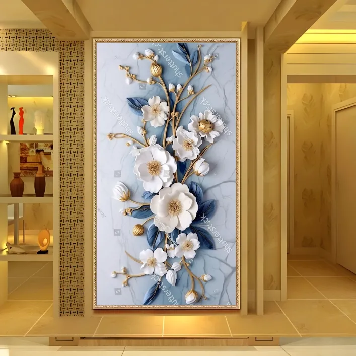 STIKER DINDING BUNGA 3D UNTUK RUANG TAMU, WALLPAPER DINDING BUNGA 3D UNTUK KAMAR, STIKER TERMURAH