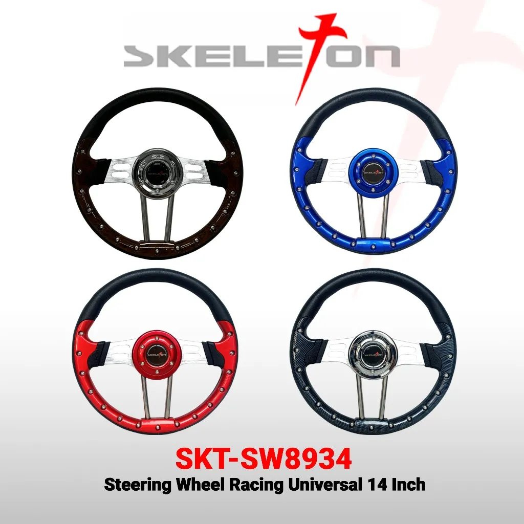 Skeleton Steering Wheel Setir Racing Mobil Universal 14 Inch SKT-A SW8934